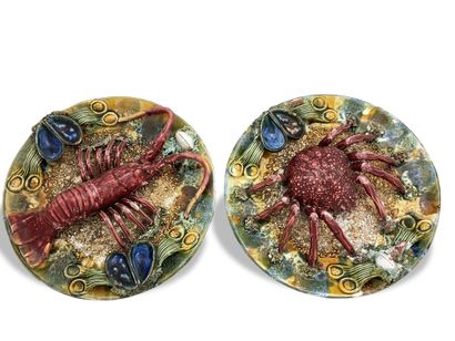 Pair of decorative round platters probably...