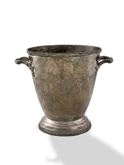 CHAMPAGNE BASKET Circa 1930 in silver plated...