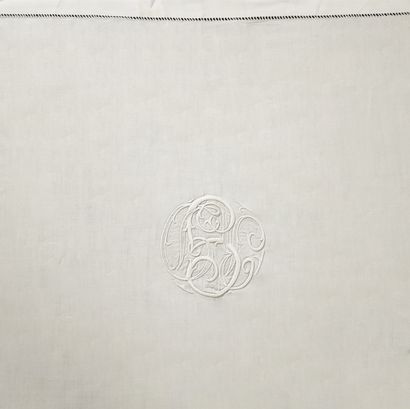 PAIR OF DRAPS Circa 1900 in thread embroidered...