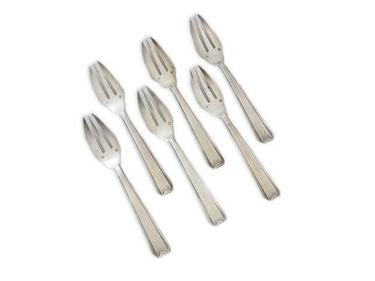 SET OF 6 Art Deco silver HAND FORKS Minerva...