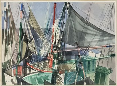 Camille HILAIRE (1916-2004)

Sails at anchor

WATERCOLOR...