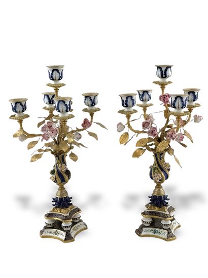 PAIR OF CANDELABRES with five arms of light...