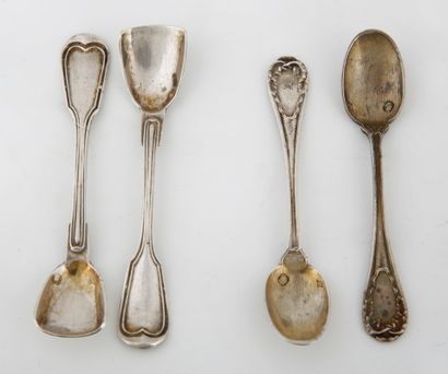 TWO PAIRS OF SALT PEELS in silver and vermeil...