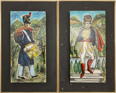 FIVE DECORATIVE PLAQUES Circa 1960 in painted...