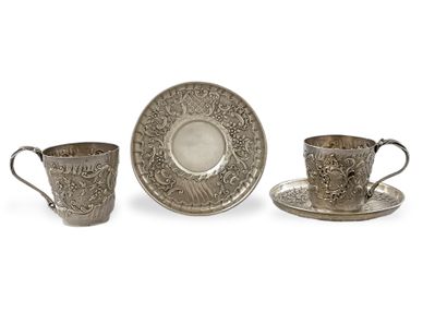 Pair of Louis XV style coffee cups and saucers...