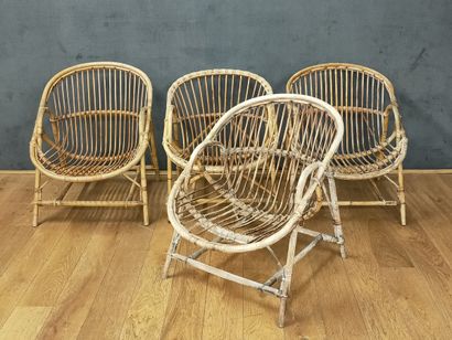 SET OF FIVE CABINET CHAIRS Circa 1960 in...