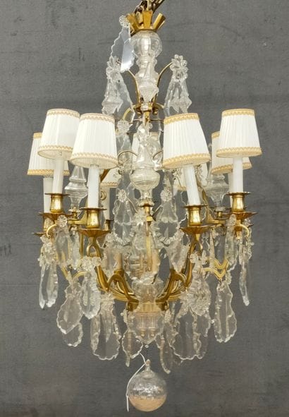 BACCARAT (?) - CAGE LIGHT with 8 arms of...