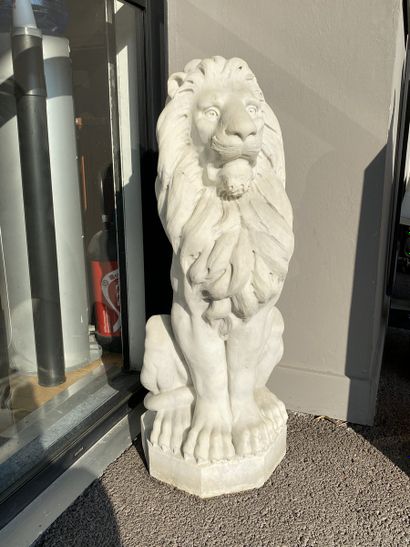 PAIR OF GARDEN STATUES in the form of seated...