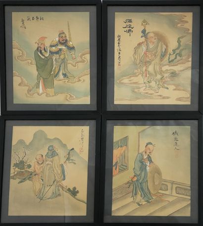 CHINA XXth CENTURY - SET OF EIGHT PAINTINGS...