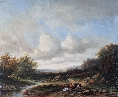 A. BEAULIEU (XIXth Century)

Barnyard near...