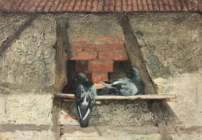 E. POCHON (XIX-XXth Century)

Pigeons in...
