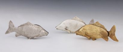 3 FISH SHAPED TOILET HOLDER two in silver...