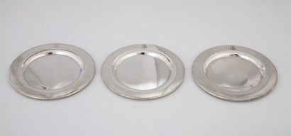 SET OF 7 round silver plated bread plates...