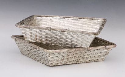 CHRISTOFLE - Pair of RECTANGULAR BREAD BOWLS...
