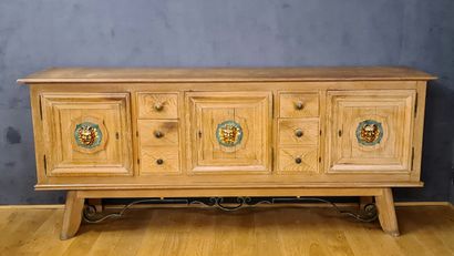 LARGE ENFILADE BUFFET of the 1950's in molded...