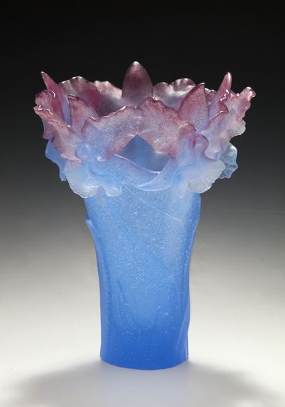 DAUM FRANCE - VASE ORCHIDEE AMETHYSTE GRAND...