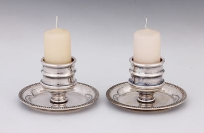 Pair of silver-plated table stools in the...