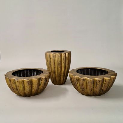 VASE AND PAIR OF POT HIDDLE Modern Art Deco...