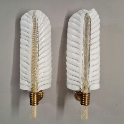 PAIR OF PALM SCALES Venice Murano Circa 1960...