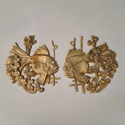 SET OF 3 Gilded bronze APPLIQUE PLAQUES Circa...