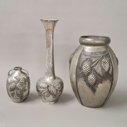 3 VASES of three shapes and three sizes of...