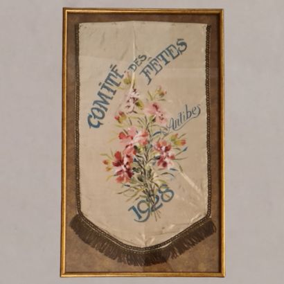 7 BANNERS mainly from 1930 in painted silk,...