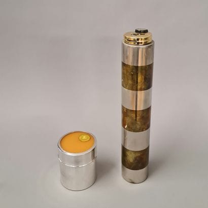 CIGARETTE BOX AND GAS TABLE LIGHTER Circa...