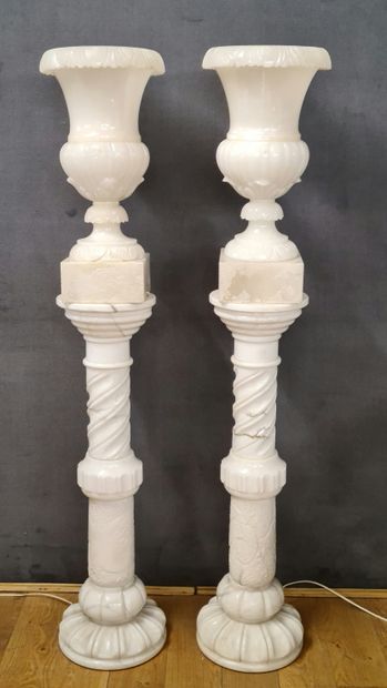 PAIR OF LARGE MEDICIS LAMPS AND THEIR COLUMN...