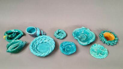 9 ASHTRAYS OF DIFFERENT SHAPES AND SIZES...