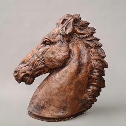 Modern 1900's style horse head in patinated...