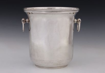 LARGE CHAMPAGNE BASKET in silver-plated metal...