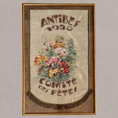 7 BANNERS mainly from 1930 in painted silk,...