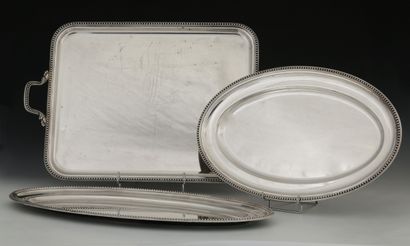 SET OF A MEAT PLAT, A FISH PLAT AND A RECTANGULAR...