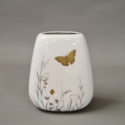 ROSENTHAL - White porcelain vase with silver...