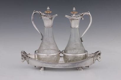 OIL BOILER in silver plated metal, foreign...
