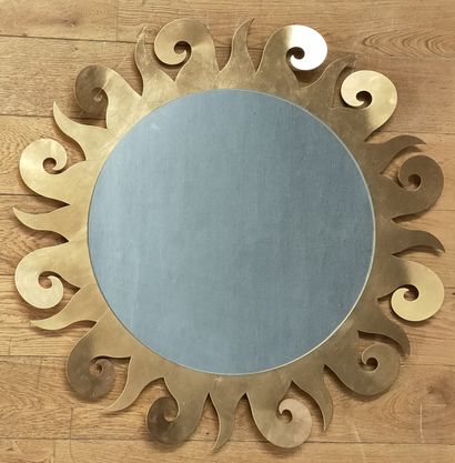 ROUND SUN MIRROR with cut edge, Italian Modern...