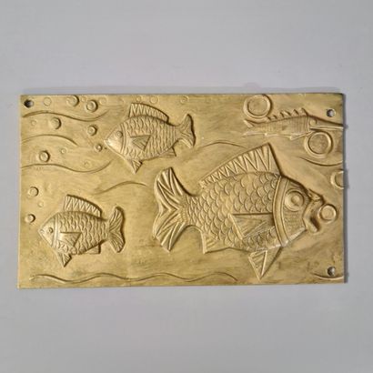 SET OF 3 Gilded bronze APPLIQUE PLAQUES Circa...