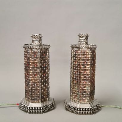 PAIR OF LAMPS IN THE FORM OF LIGHTS Circa...