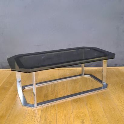 OCTOGONAL LOW TABLE Style 1970 in chromed...