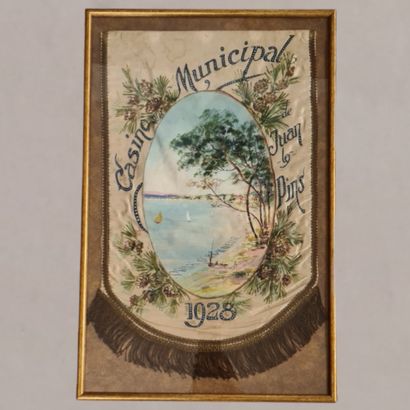 7 BANNERS mainly from 1930 in painted silk,...