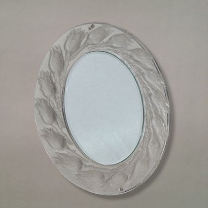 LALIQUE FRANCE - OVAL MIRROR with frame in...
