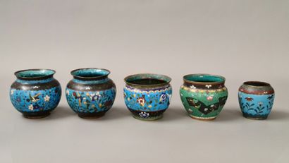 5 BOWL VASES INCLUDING A PAIR Indochina Circa...