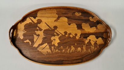 EMILE GALLE (1846-1904) - Oval marquetry...