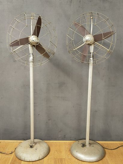 MARELLI - PAIR OF LARGE FANS on stand, Circa...