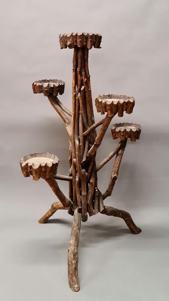 SELETTE PORTE-POTS Circa 1900 en bois teinté

H....