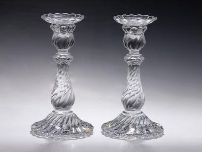 BACCARAT - BAMBOO MODEL - PAIR OF CANDLES...