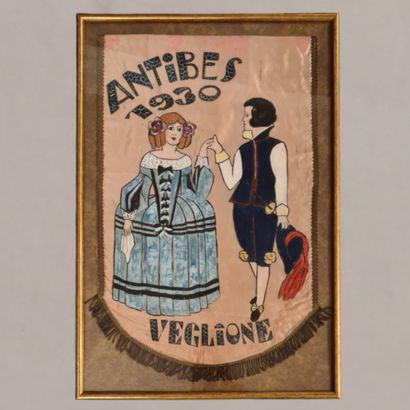 7 BANNERS mainly from 1930 in painted silk,...