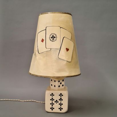 PETITE LAMPE Circa 1950 à pied en faïence...