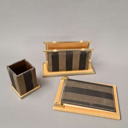 FENDI - 3 PIECES DESKTOP HOLDER Circa 1980...