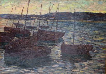 Léon BELLEMONT (1866-1961)

Boats in a port...